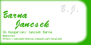 barna jancsek business card